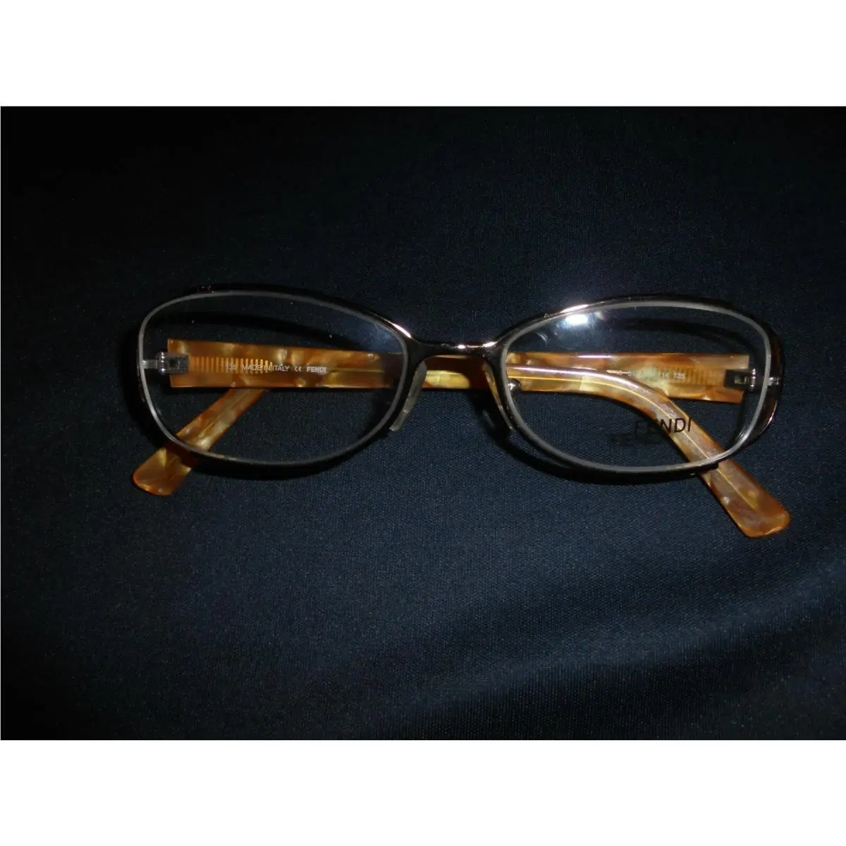 Womens Fendi Brown Sides Gold/logo Metal/acetate Eyeglasses F730 Frames