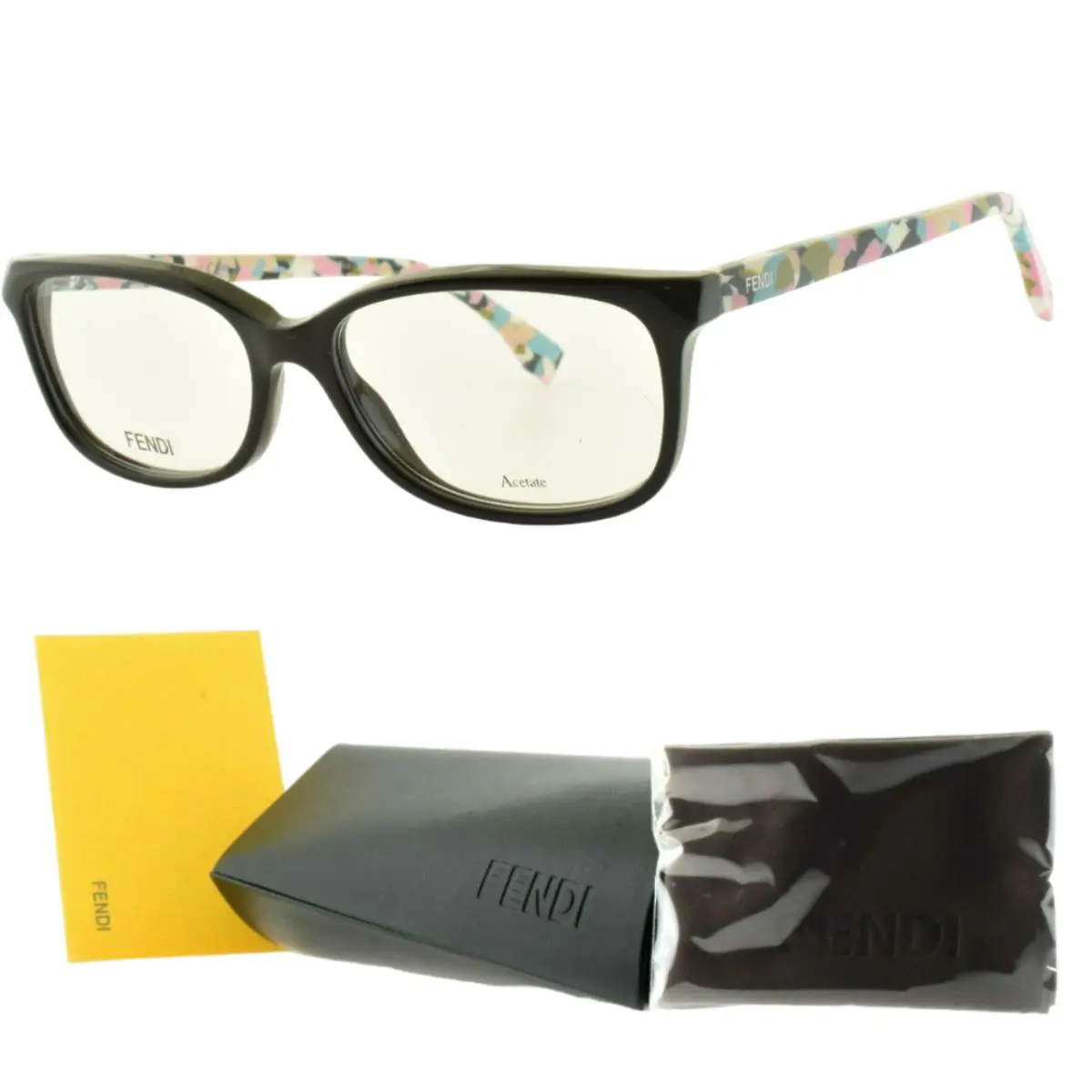 Fendi FF 0173 Tty Black Multicolor Rectangle Full Rim Womens Optical Frame