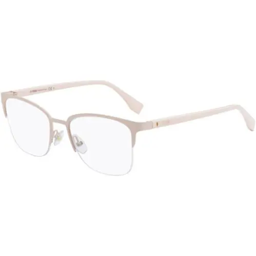 Women`s Matte Pink Square Brow-line Eyeglass Frames FF0321 08KJ 00 - Italy by Fendi