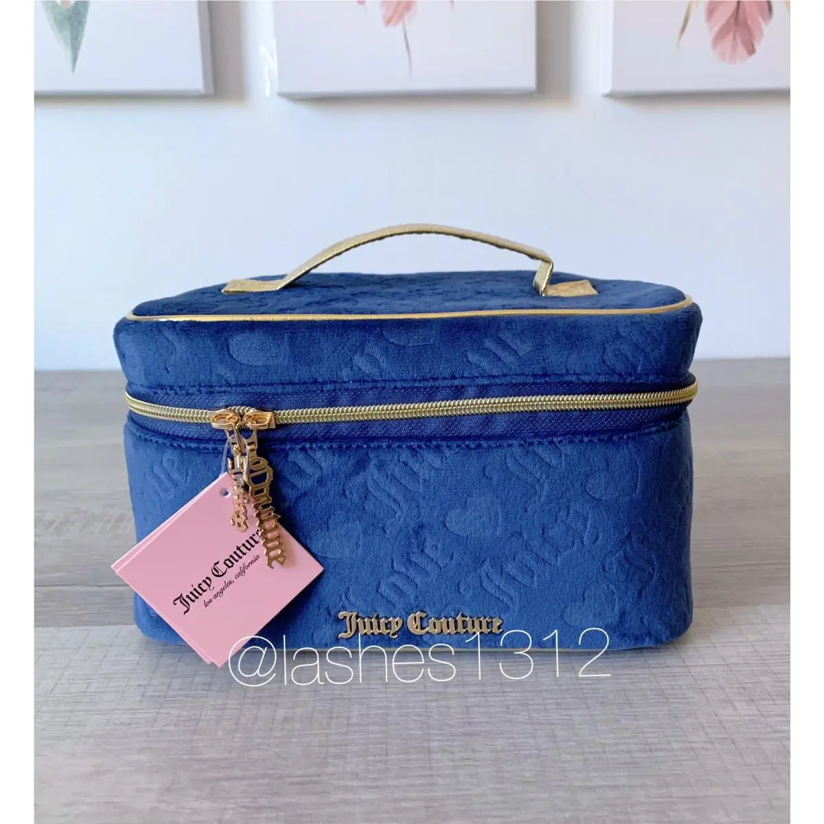 Juicy Couture Makeup Bag Cosmetic Train Case - Blue Velour
