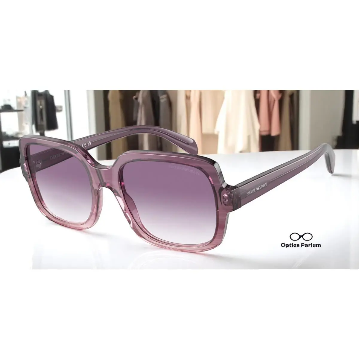 Emporio Armani EA4195 59668H Sunglasses Transparent Purple Frame Gradient Purple