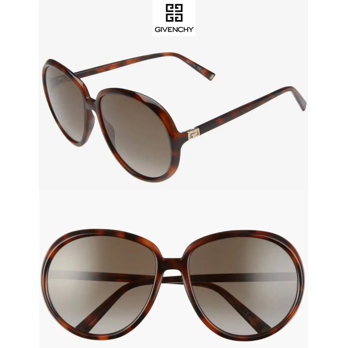Givenchy GV7180/S 086HA Tortoise Havana Gradient Brown Round Sunglasses. 61mm