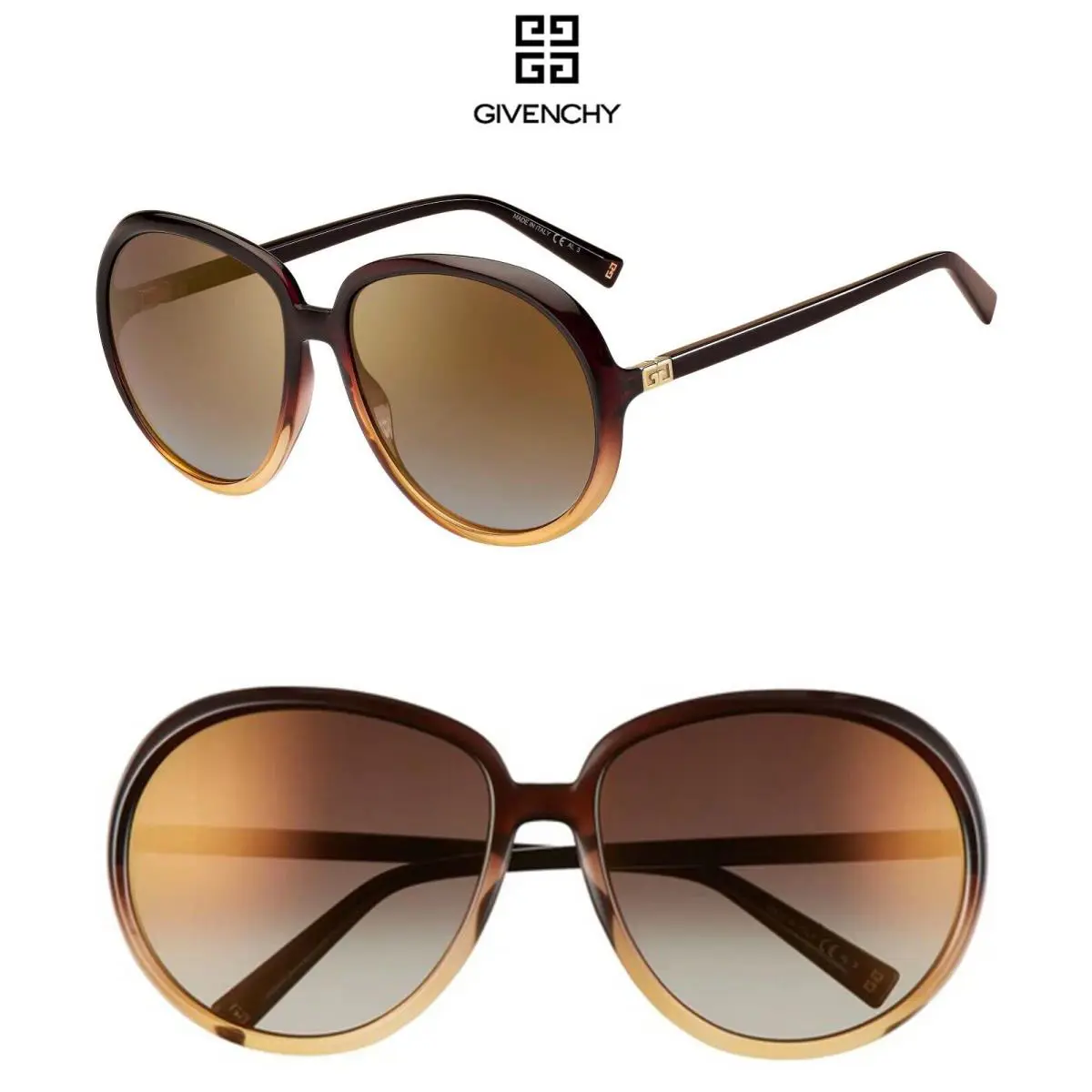 Givenchy GV7180/S Glnjl Brown/yellow Gradient Brown Flash Round Sunglasses. 61mm