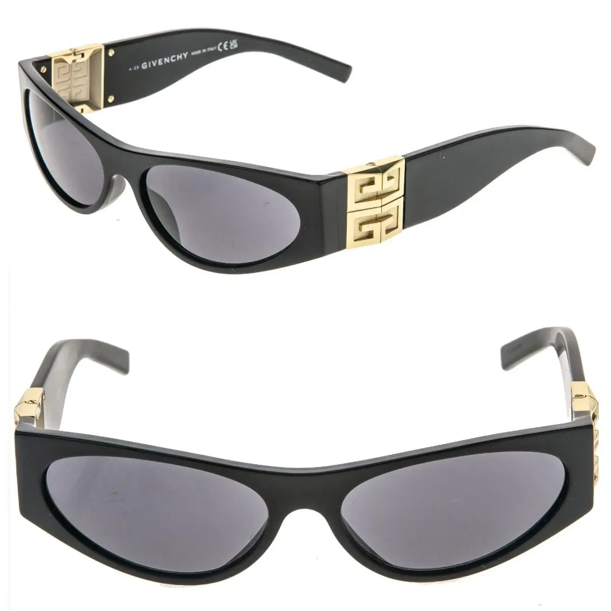 Givenchy GV 4G Hinge 40055 Black Gold Narrow Wrap Unisex GV40055I Sunglasses