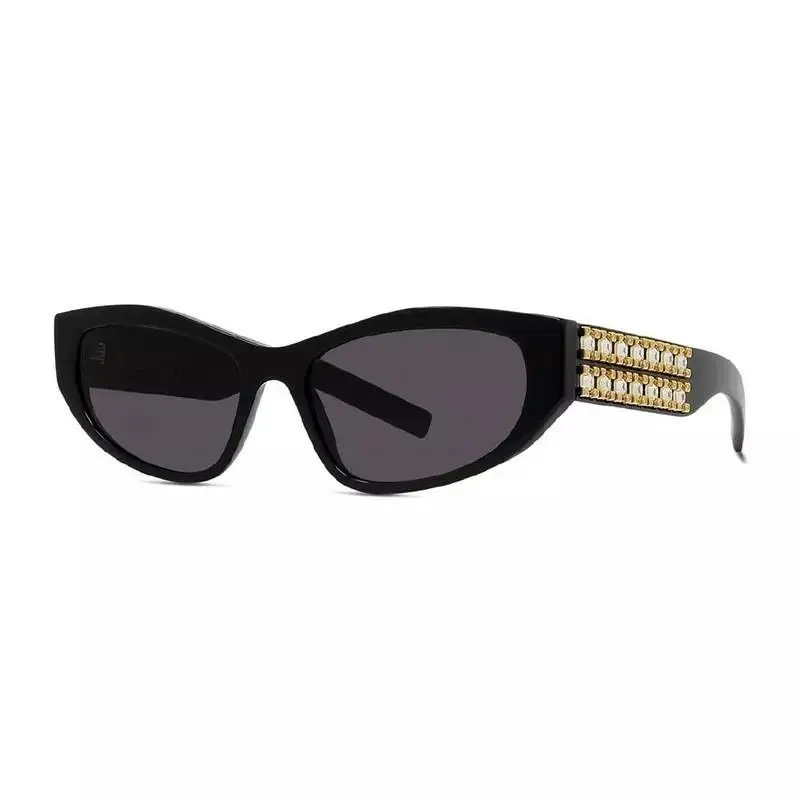 Givenchy GV40078I 01A Shiny Black/gold with Studs/grey Sunglasses