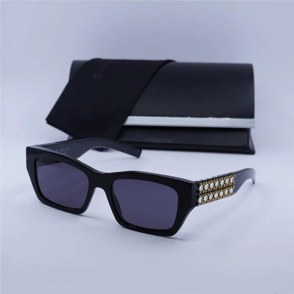 Givenchy GV40077I 01A Shiny Black and Studs/grey 54-18-145 Sunglasses