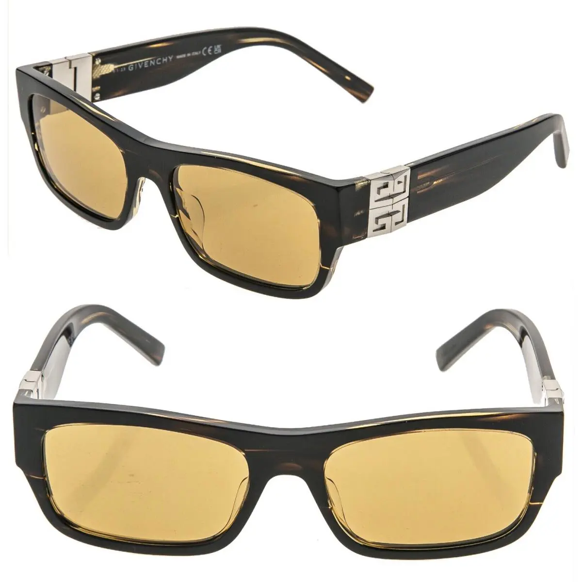 Givenchy GV 4G Hinge 40057 Brown Yellow Stripe Runway Unisex GV40057I Sunglasses