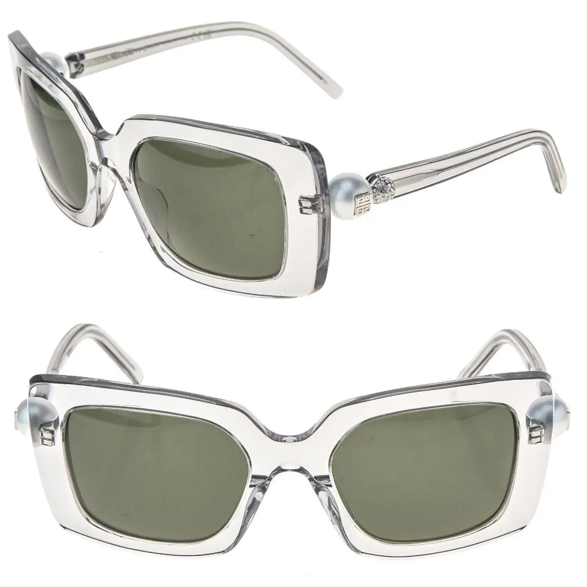 Givenchy 4G Pearl 40071 Gray Crystal Embellished GV40071I Square Sunglasses