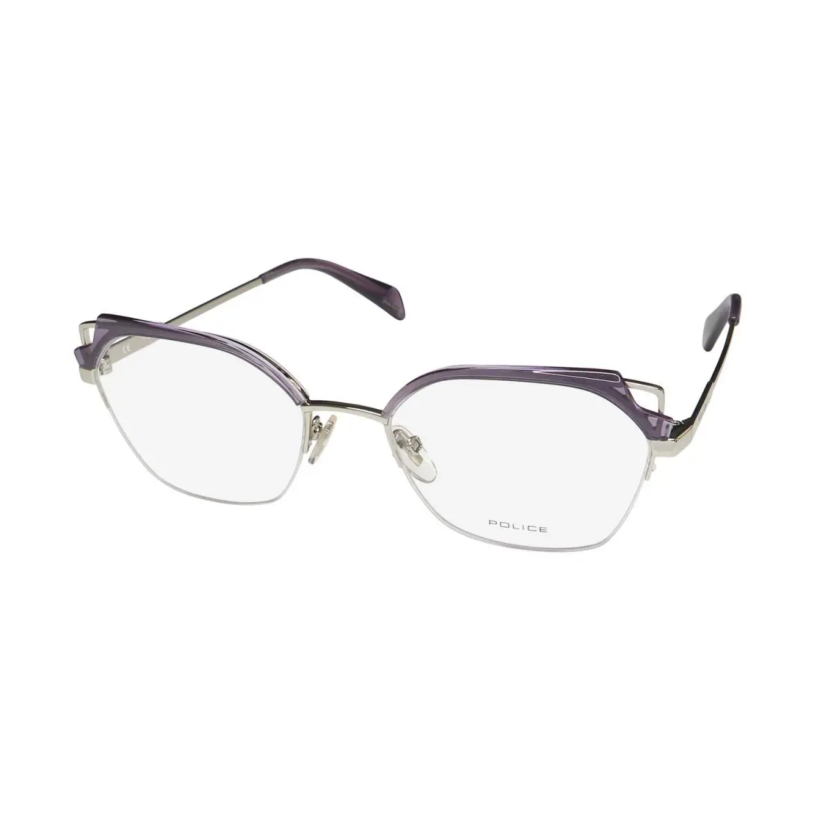 VPLA04 Zephirus 2 Half-rim Contemporary Design Hip Eyeglass Frame/glasses Crystal Purple / Silver by Police