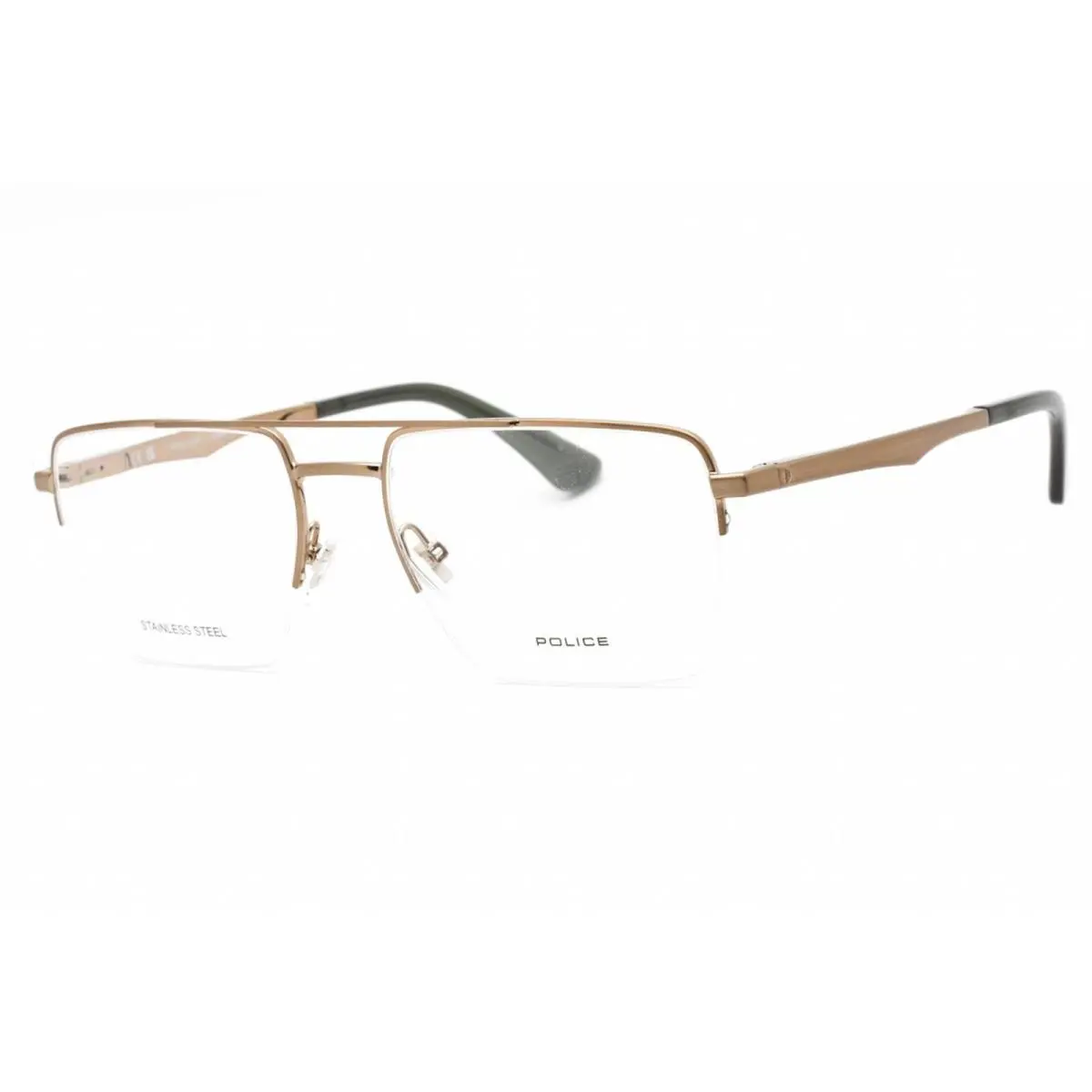 Police Men`s Eyeglasses Shiny Glossed Bronze Metal Aviator Frame VPLG71M 0F68