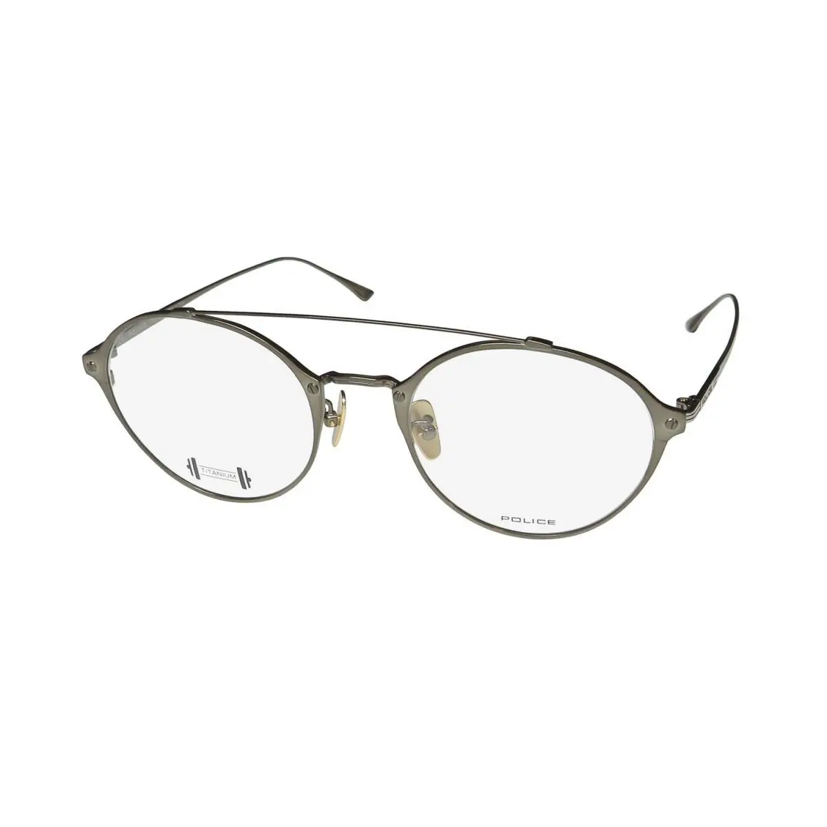 Police VPL991 Eyeglass Frame Oval Gray Mens Titanium 52-21-145 Full-rim 0S29