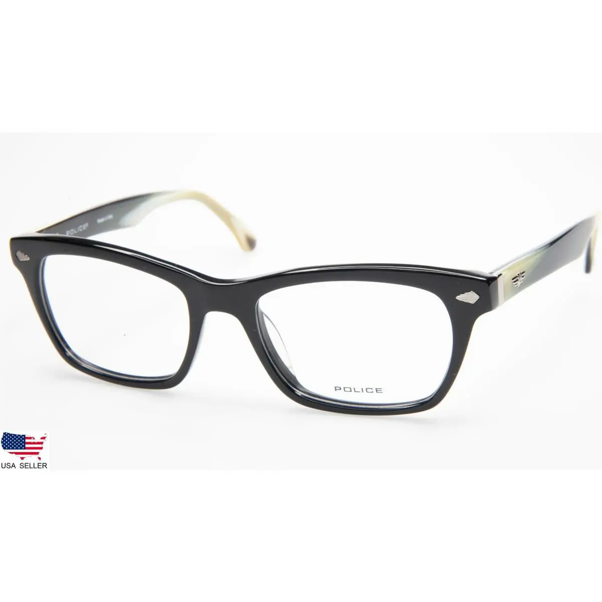 Police Zippy V1866 0700 Black Eyeglasses Glasses Frame W/ Case 50mm Italy