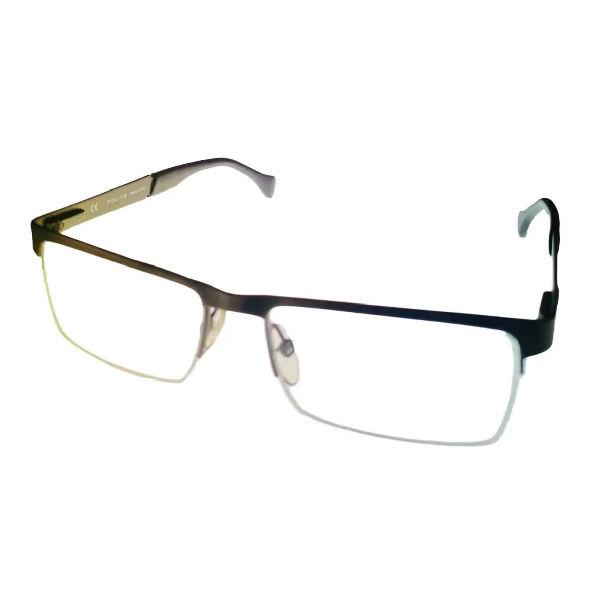 Police Mens Bottom Rimless Gunmetal Metal Rectangle Frame V8902M 0Q02 54mm