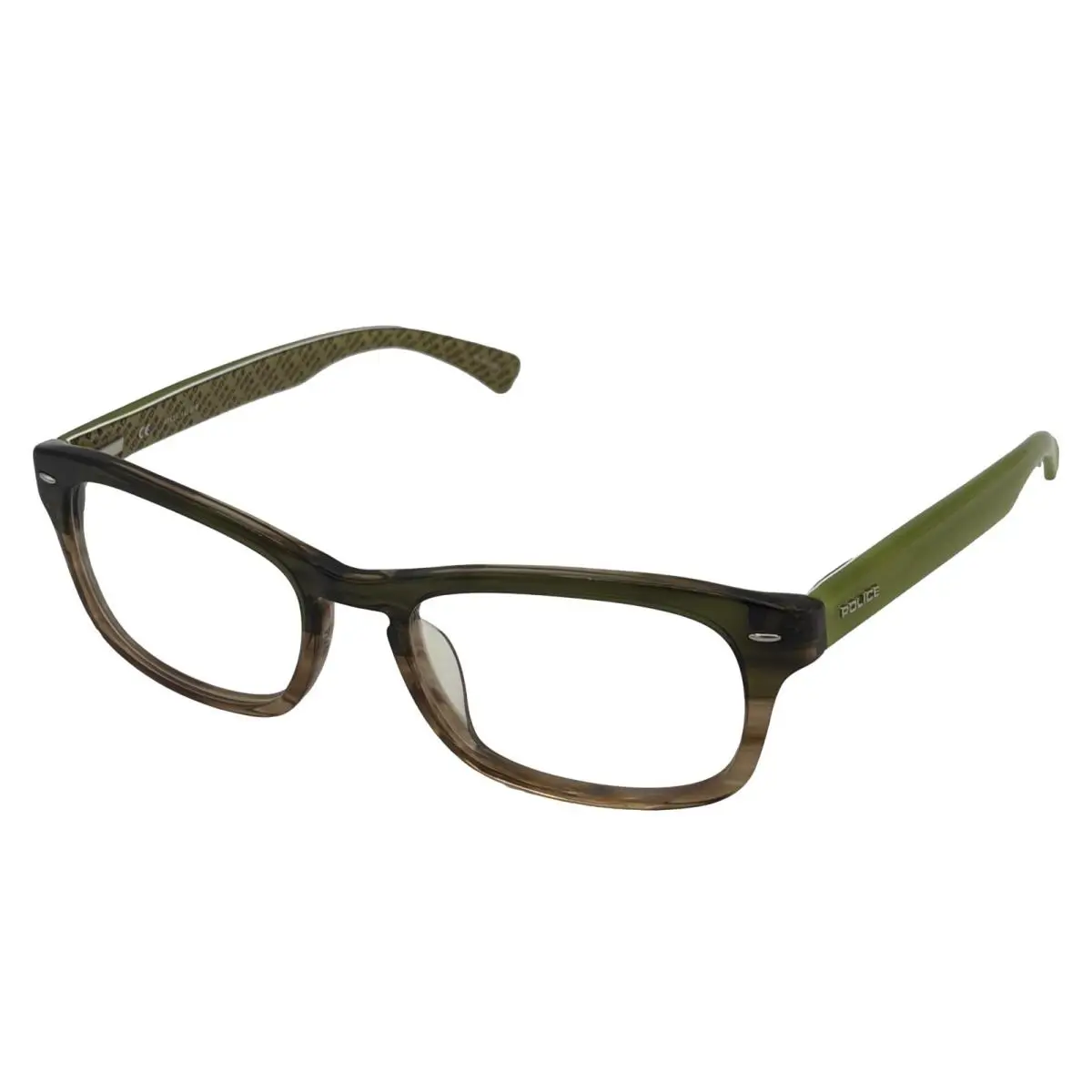 Police Mens Ophthalmic Frame Brown Green Rectangle V1697M 0P90