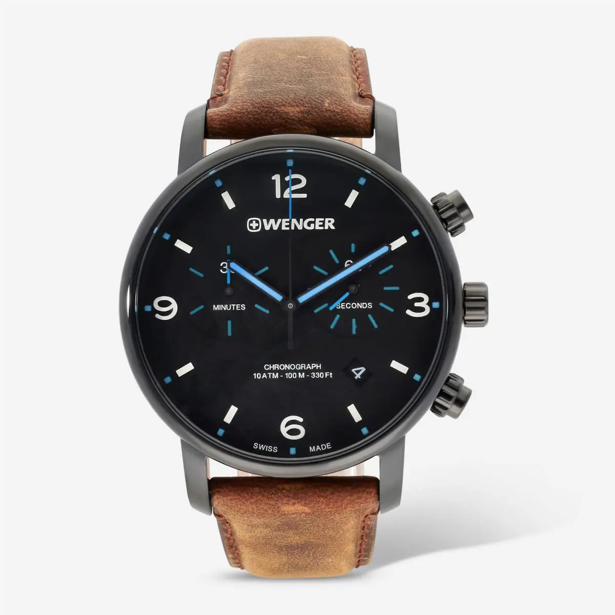 Wenger Swiss Army Men`s 01.1743.112 Urban Metro Chrono Black Dial Watch 44mm