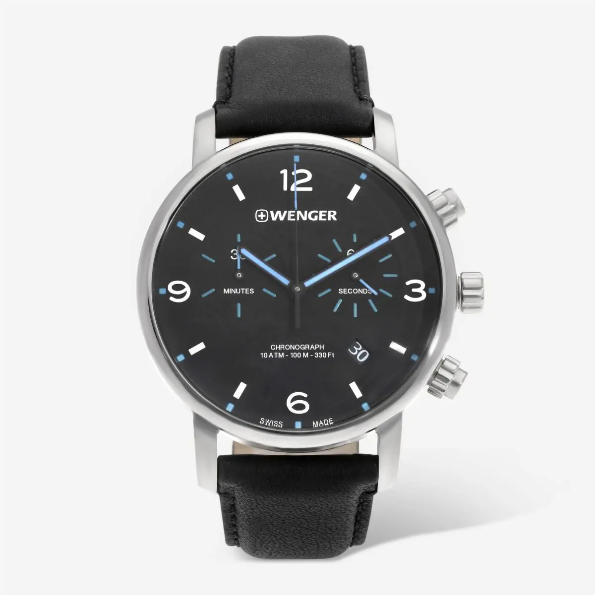 Wenger Swiss Army Men`s 01.1743.120 Urban Metro Chrono Black Dial Watch 44 mm