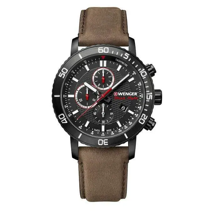 Wenger 01.1843.107 Roadster Black Night Tachymeter Chronograph Date Men`s Watch