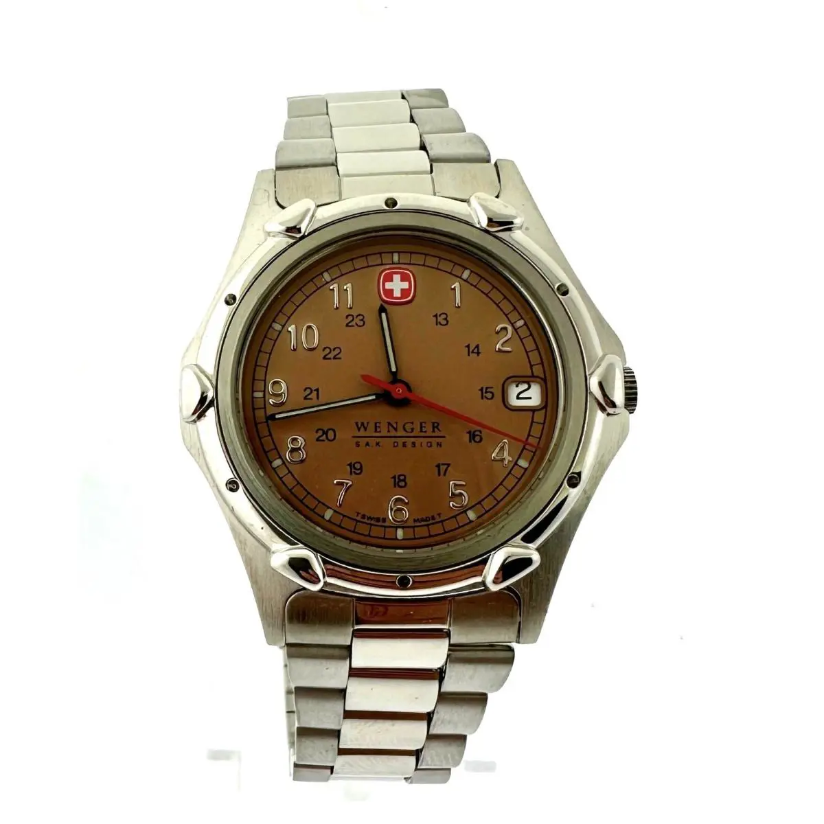 Men`s Swiss Wenger Stainless Steel Brown Dial Watch 70107