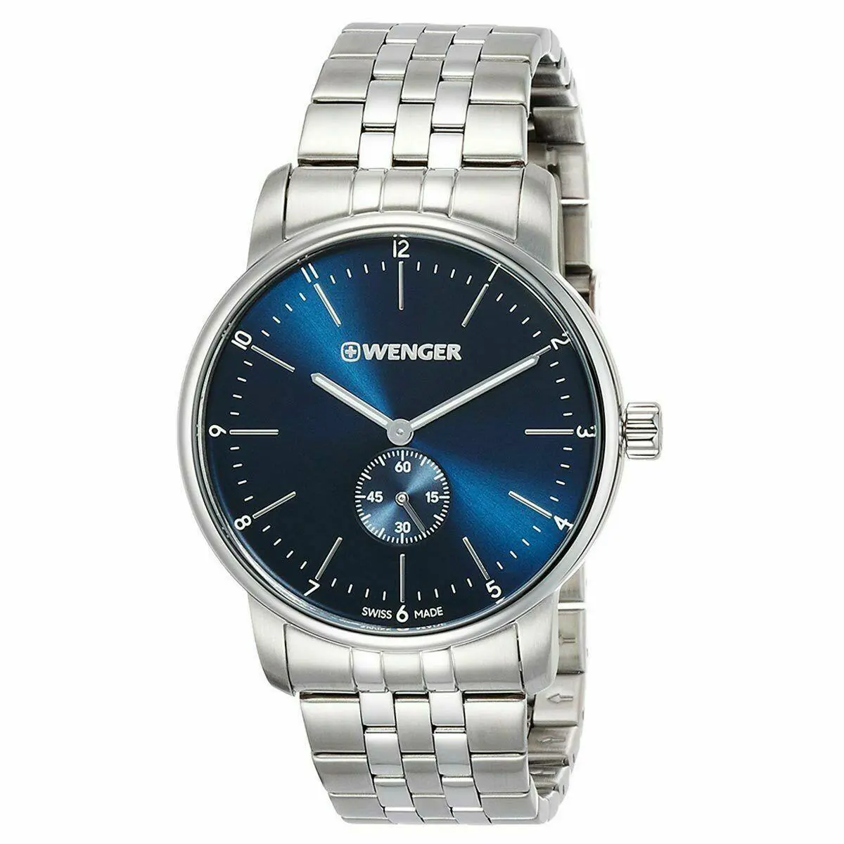 Men`s Watch Urban Classic Blue Dial Silver Tone Bracelet 01.1741.107 by Wenger