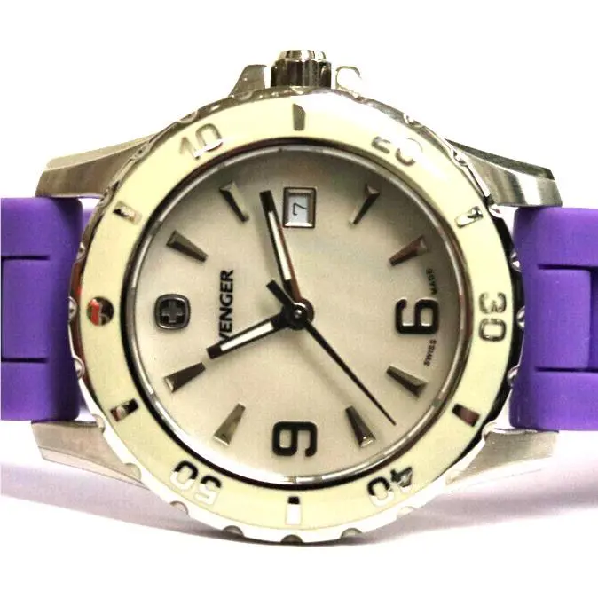 Swiss Army Wenger Sport Chrono Watch Stainless White Mother of Pearl Dial 34mm