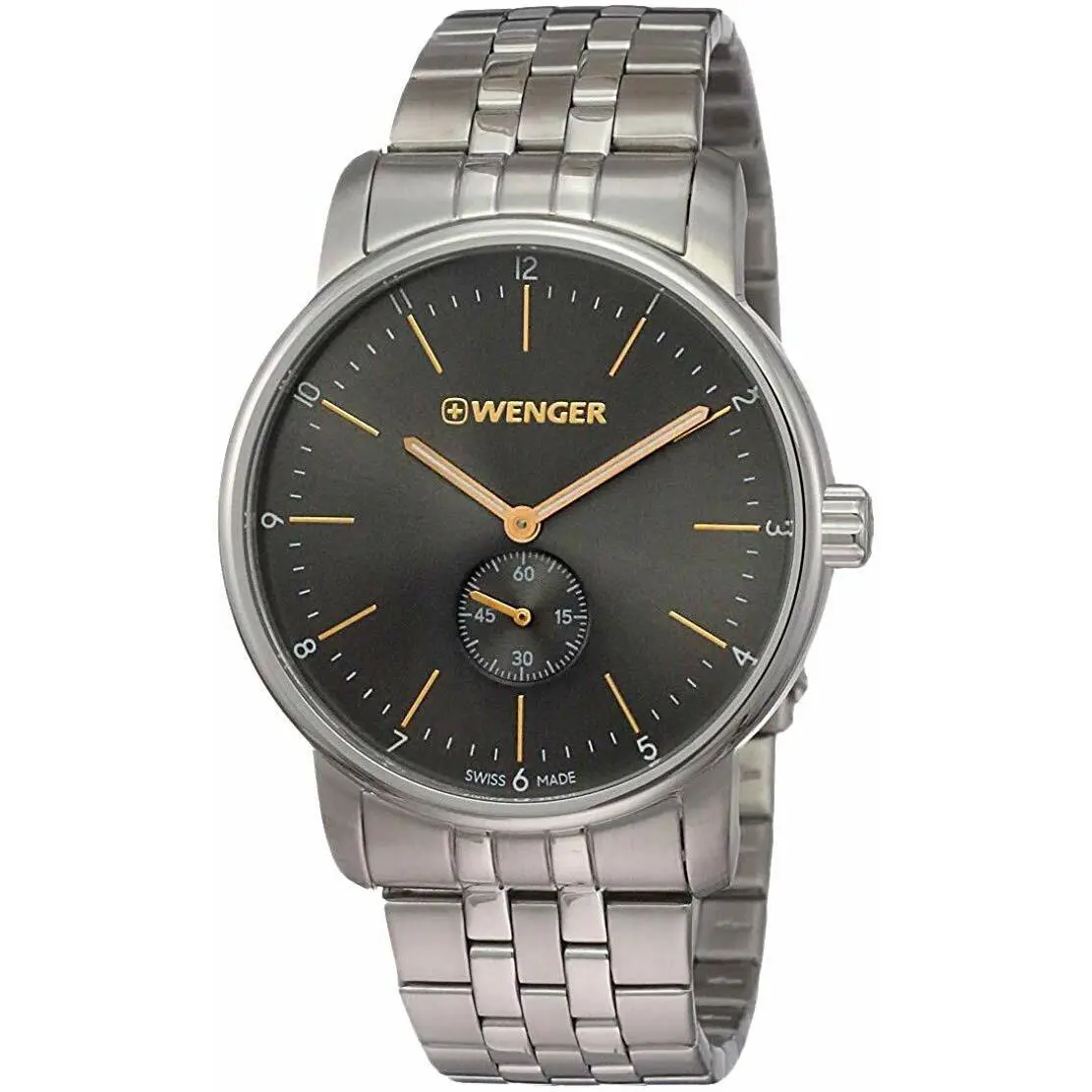 01.1741.106 Swiss Urban Classic Men`s Gray Analog Watch Steel Bracelet by Wenger