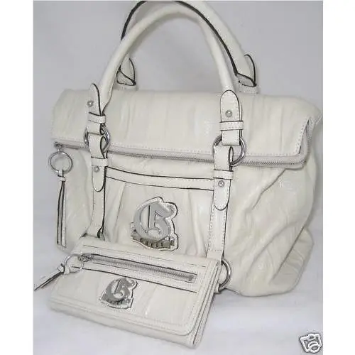 Sweet Pea Bag Fold Over Purse Bag Sac Wallet Set Taupe Brown Beige Stone by Guess