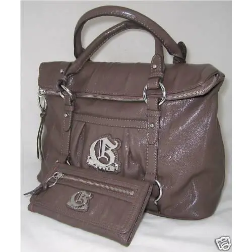Sweet Pea Bag Fold Over Purse Bag Sac Wallet Set Taupe Brown Beige Taupe by Guess