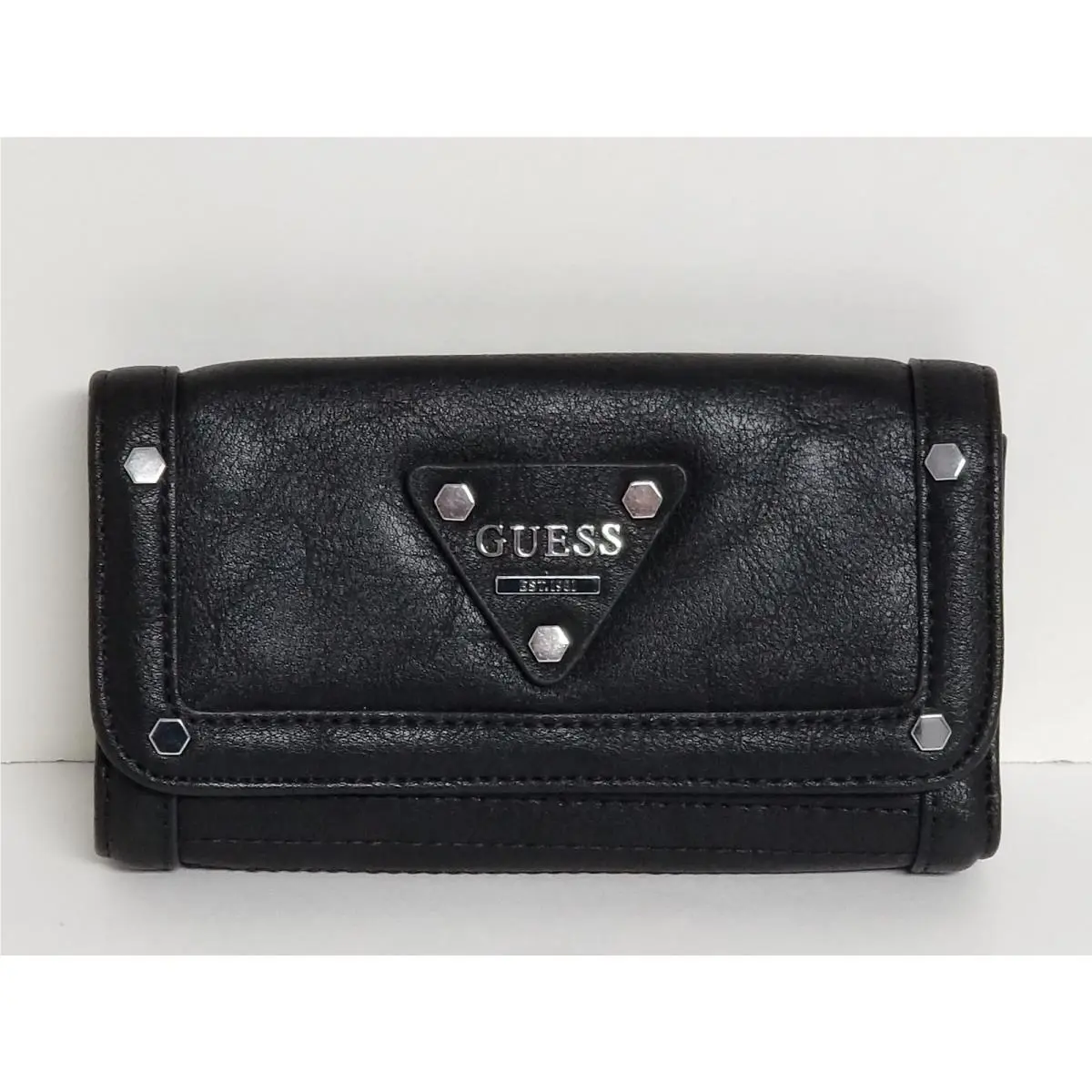 Presley Dove Gray or Black Medium Checkbook Wallet Black Medium by Guess