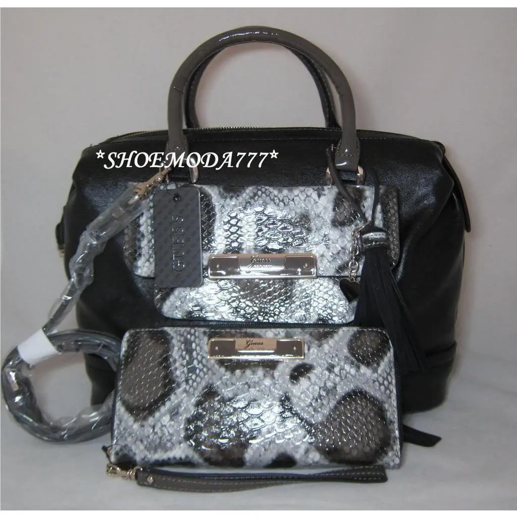 Guess Spotlight Bag Purse Box Satchel Wallet Wristlet Tassel Heart Charm Snake