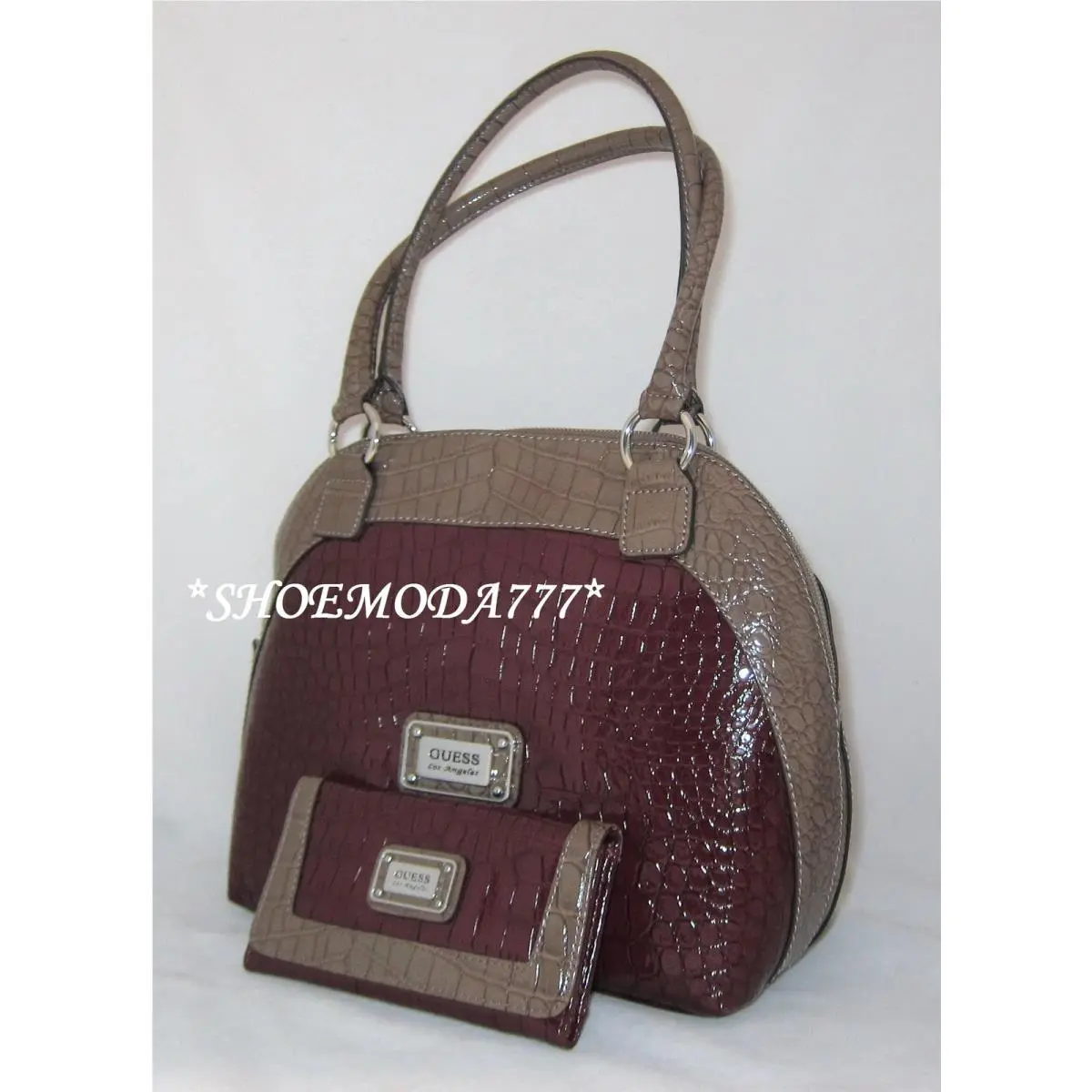 Carla Dome Satchel Bag Purse Handbag Wallet Set Stone Taupe Plum Black Reds by Guess