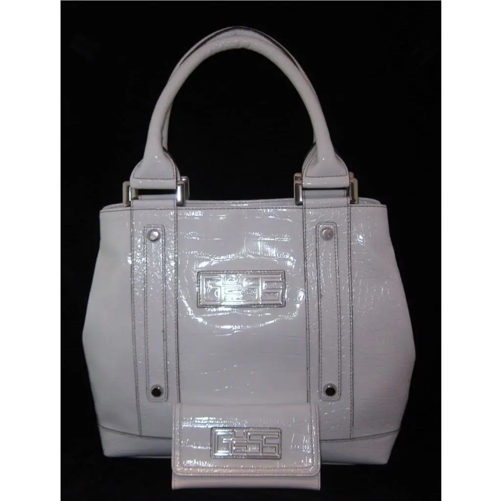 Guess Walas Logo Bag Purse Handbag Large Tote Sac Wallet Set Pink White Multi