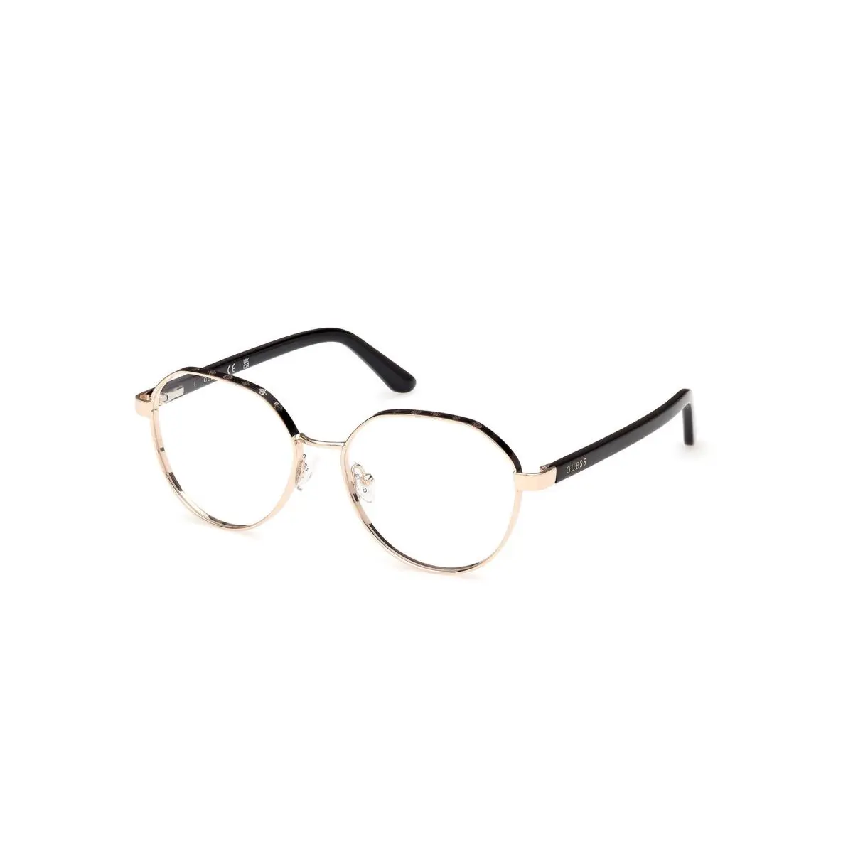 Guess GU 50124 GU50124 Shiny Deep Gold Shiny Black 005 Eyeglasses eyesize 51