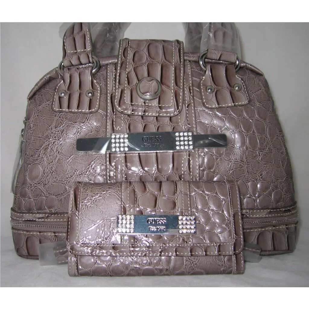 Daisy Shine Doctor Bag Purse Satchel Wallet Taupe by Guess