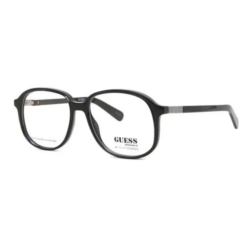 Guess Unisex Eyeglasses Clear Demo Lens Full Rim Shiny Black Plastic GU8255 001