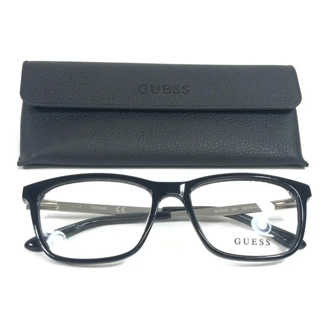 Guess Petite Eyeglasses Frames GU2630 001 Shiny Black Silver Cat Eye 52-16-135