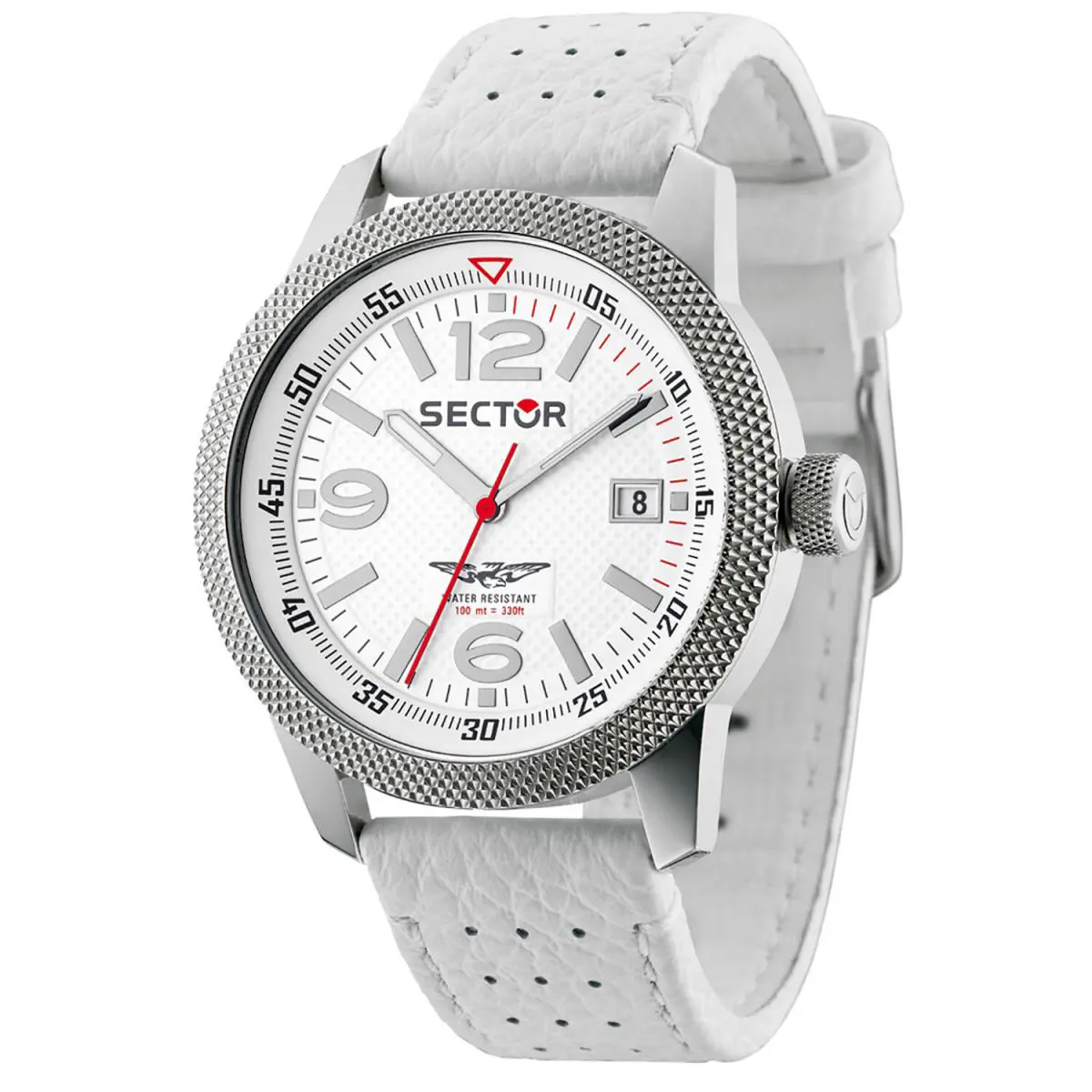 Overland White Textured Dial White Strap 3251102002 by Sector