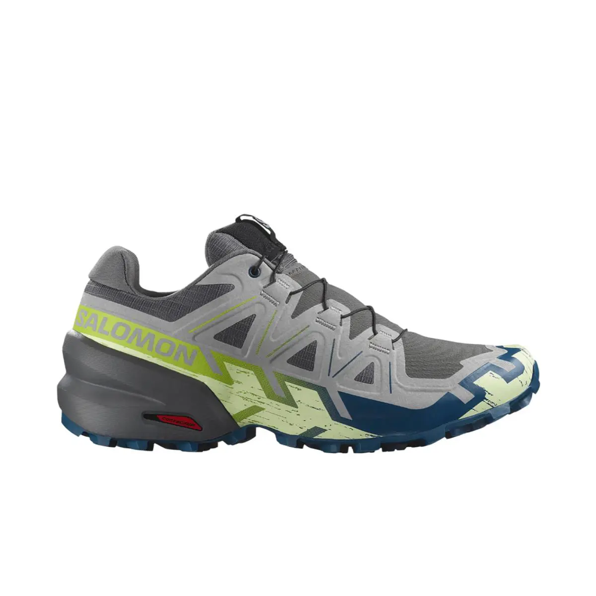 Salomon Speedcross 6 Castlerock/lime/poseidon Running Shoe Men`s US Sizes 7-14 - Gray