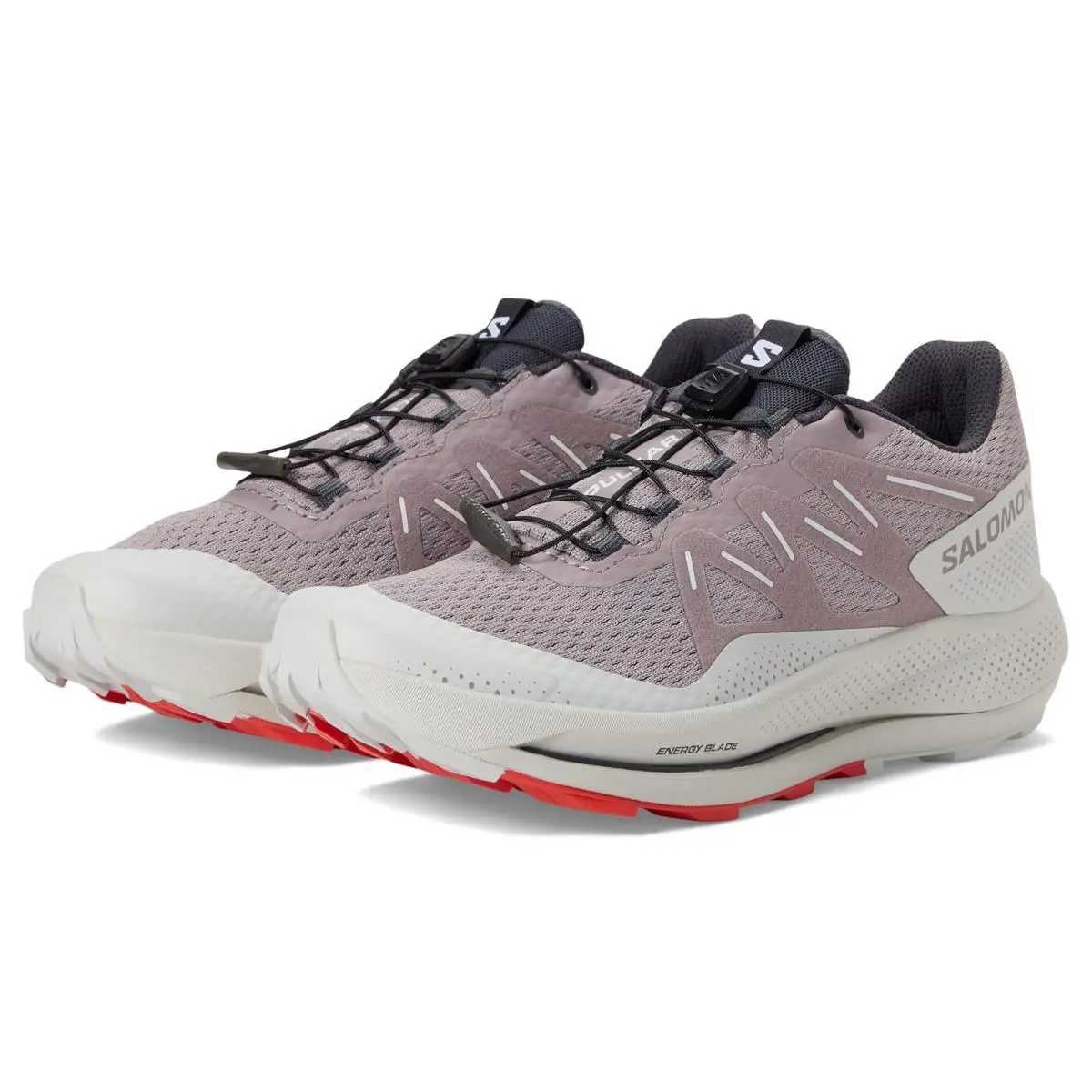 Woman`s Sneakers Athletic Shoes Salomon Pulsar Trail - Quail/Lunar Rock/Poppy Red