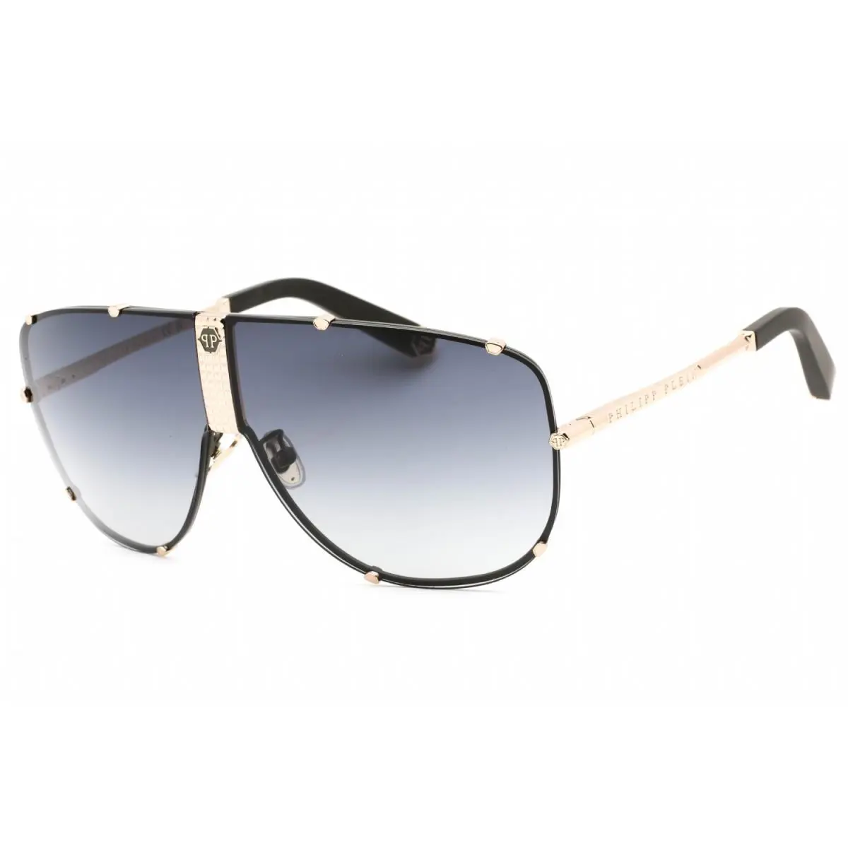 Philipp Plein SPP075M 0376 Shield Shiny Black/blue Sunglasses - Frame: Black, Lens: Blue