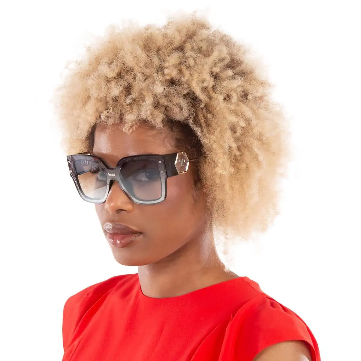 Philipp Plein Silver Mirror Square Ladies Sunglasses SPP041M Z42X 99