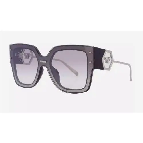 Philipp Plein Silver Mirror Square Ladies Sunglasses SPP041M Z42X 99 - Frame: Black, Lens: Silver