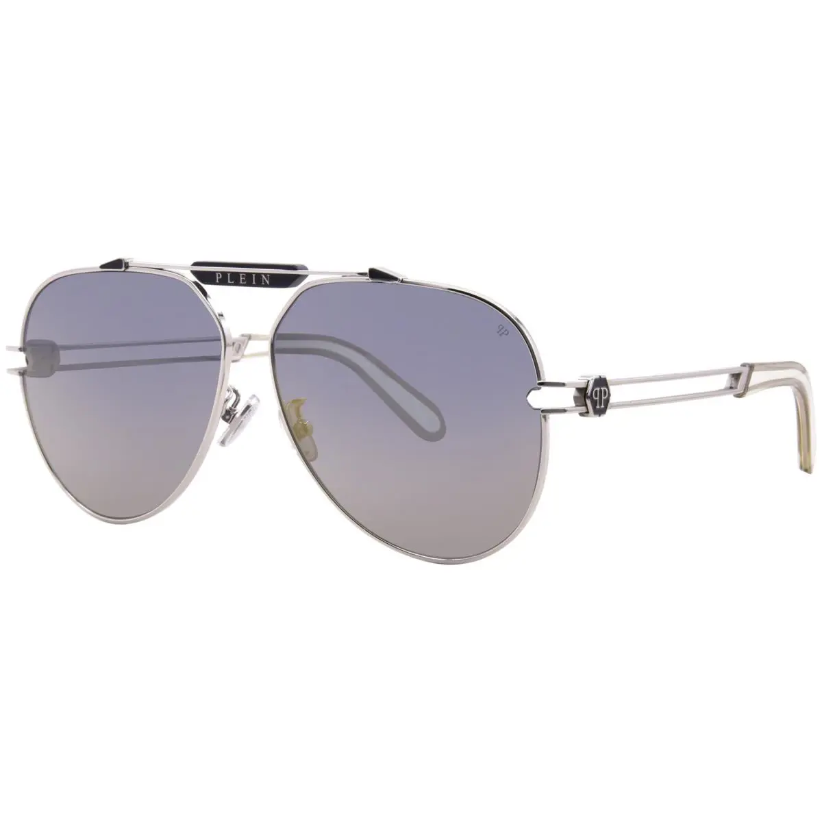 Philipp Plein SPP048M 0K07 Titanium Sunglasses Men`s Palladium/black/grey 62mm
