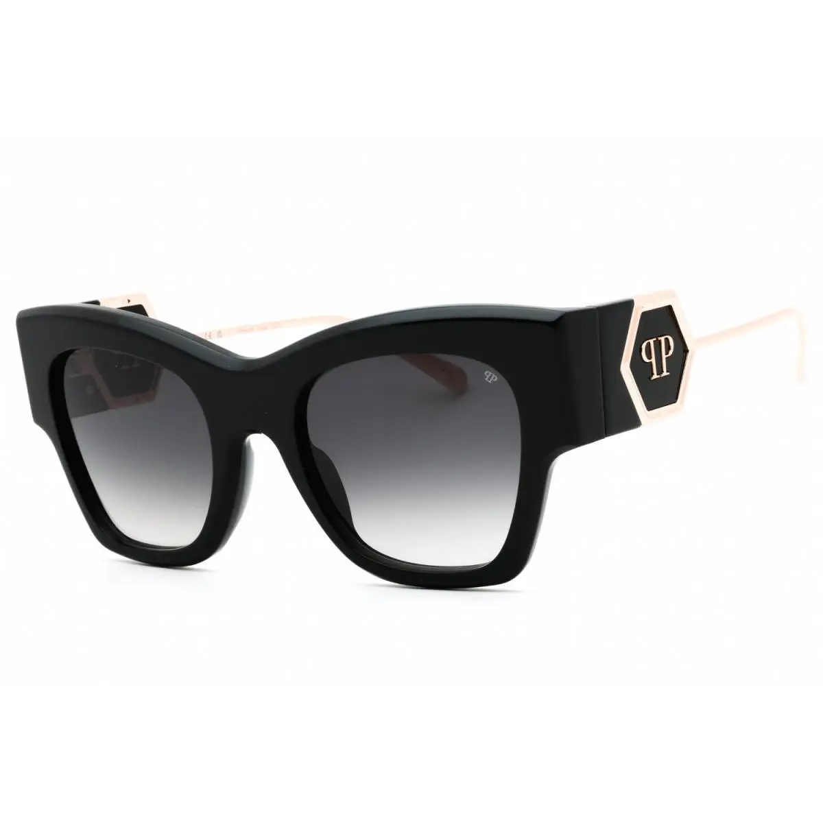 Philipp Plein SPP120M 0700 Sunglasses Black Frame Gray Gradient Lenses 53mm