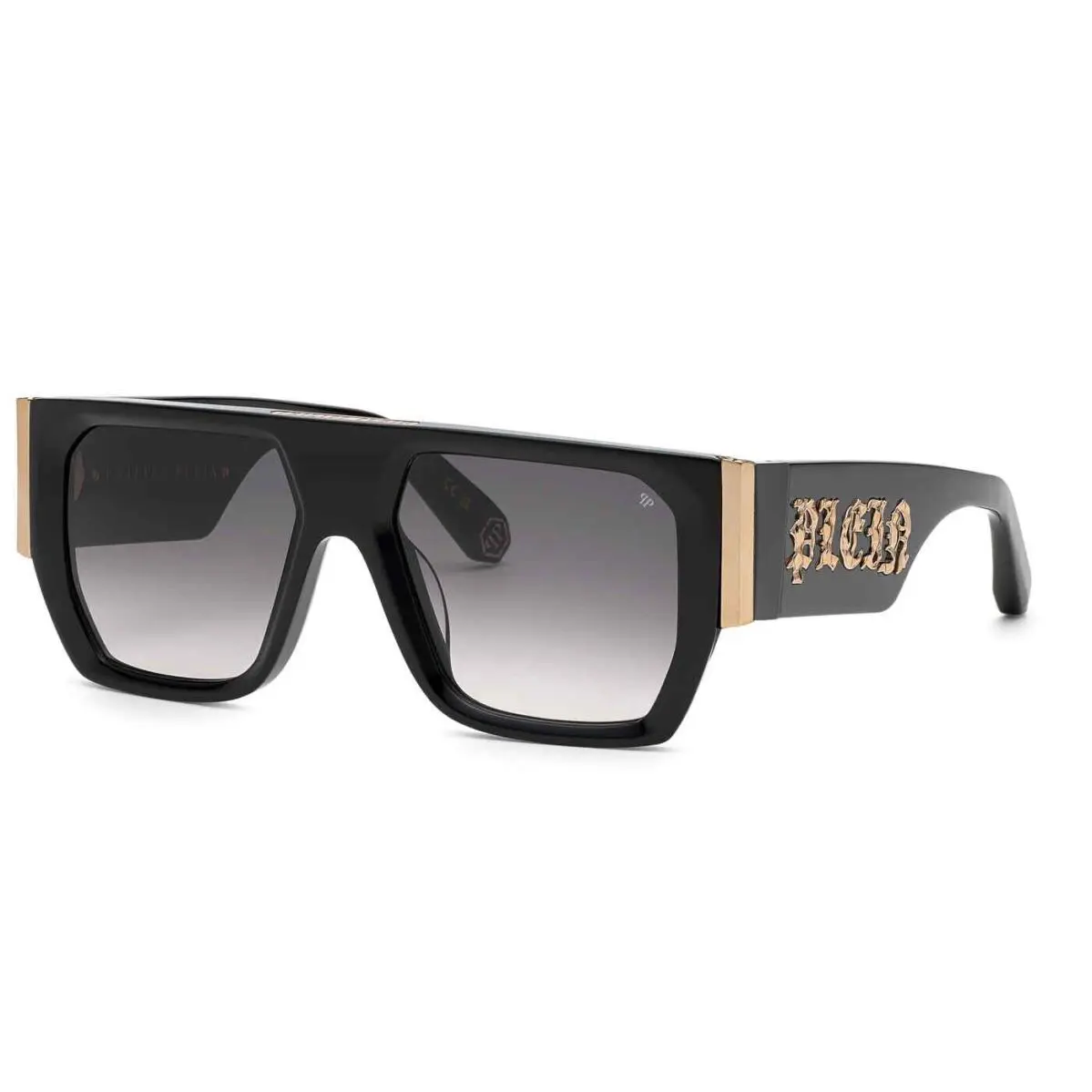 Philipp Plein SPP094 Col 0700 Plein Master Oversize Black Gold Men`s Sunglasses