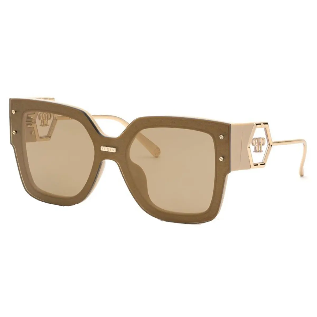 Rose Venus Women`s Beige Square Sunglasses - SPP041M996CTG - Italy by Philipp Plein
