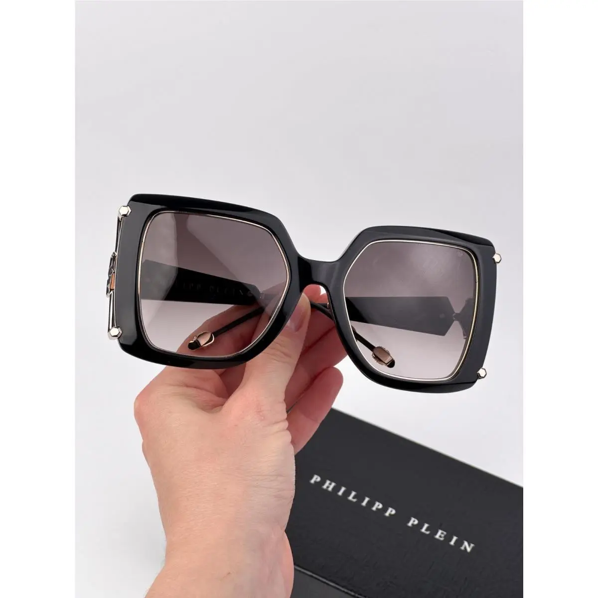 Philipp Plein Women Sunglasses Black Pink Grad Square SPP121S 0700