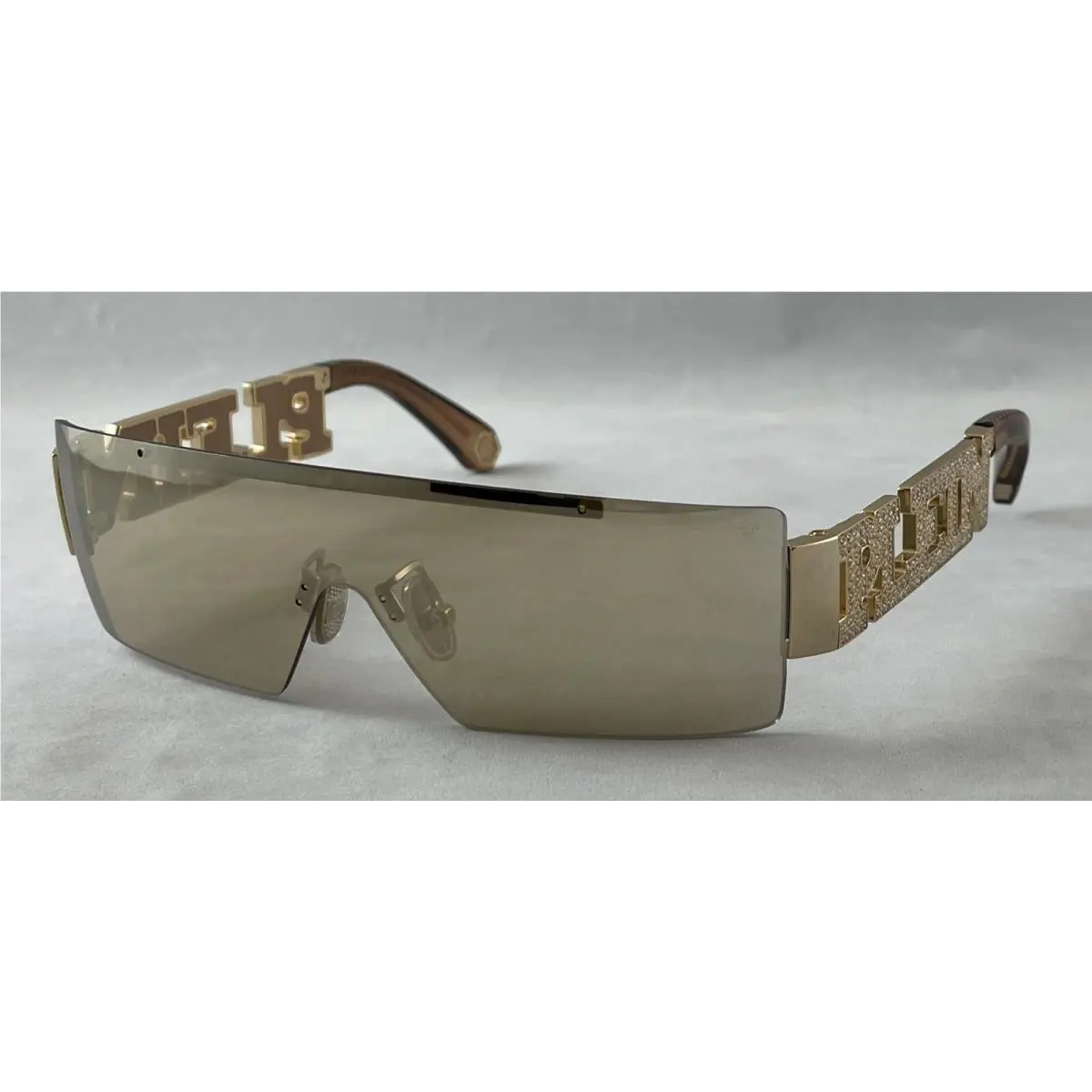 Philipp Plein Very Plein Sunglasses SPP032S 300G Titanium Rhinestones