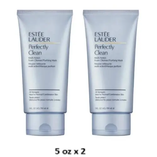 2 x Estee Lauder Perfectly Clean Multi-action Foam Cleanser/purifying Mask 5oz