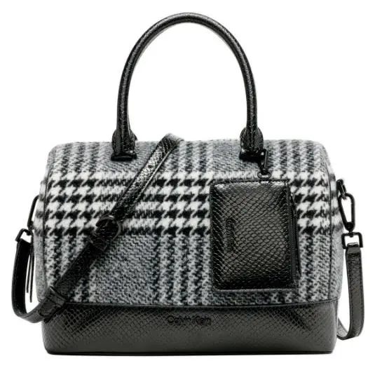 Ashley Satchel in Black or Brushed Plaid/houndstooth Brushed Plaid/Houndstooth by Calvin Klein