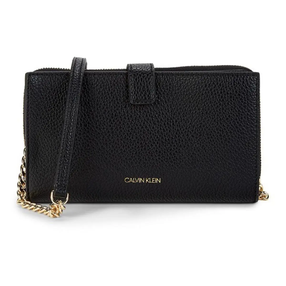 Calvin Klein Black Saffiano Bag Wallet on a Chain Crossbody Strap Purse